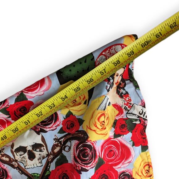 Hell Bunny Dias de los Muertos Roses Cactus A-Line Full Skirt - Picture 4 of 5